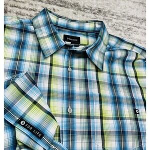 MARMOT Button Down Shirt XL Short Sleeve GREEN Plaid Outdoors For Life